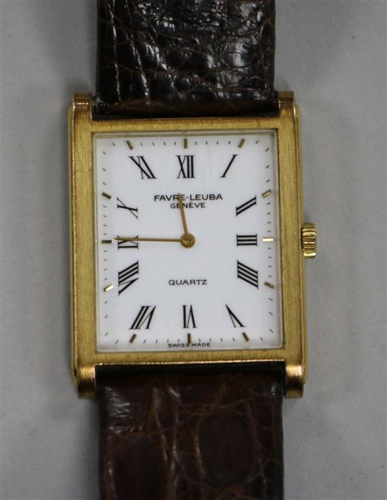 A ladys Favre-Leuba gold plated and steel quartz wrist watch.